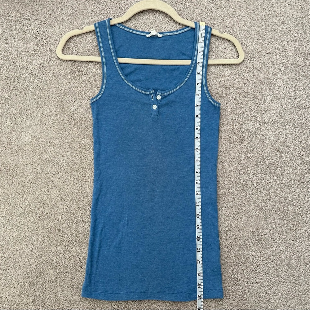 Blue Sleeveless Henley Tank Top - Layering Tank - Y2K Style - Picture 4 of 12